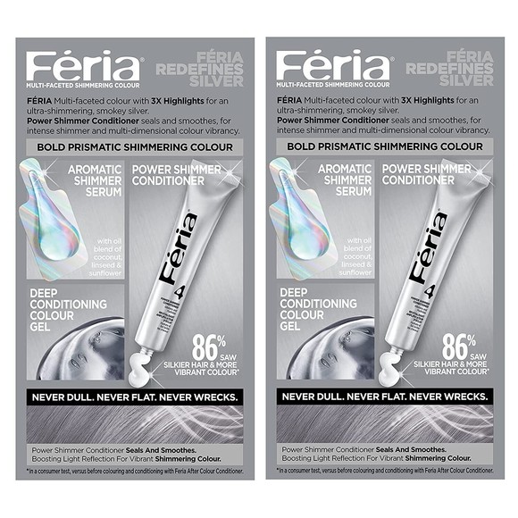 2 x L'Oreal Paris Feria Smokey Silver S1 Hair Color Multi-Faceted Permanent - Picture 2 of 4